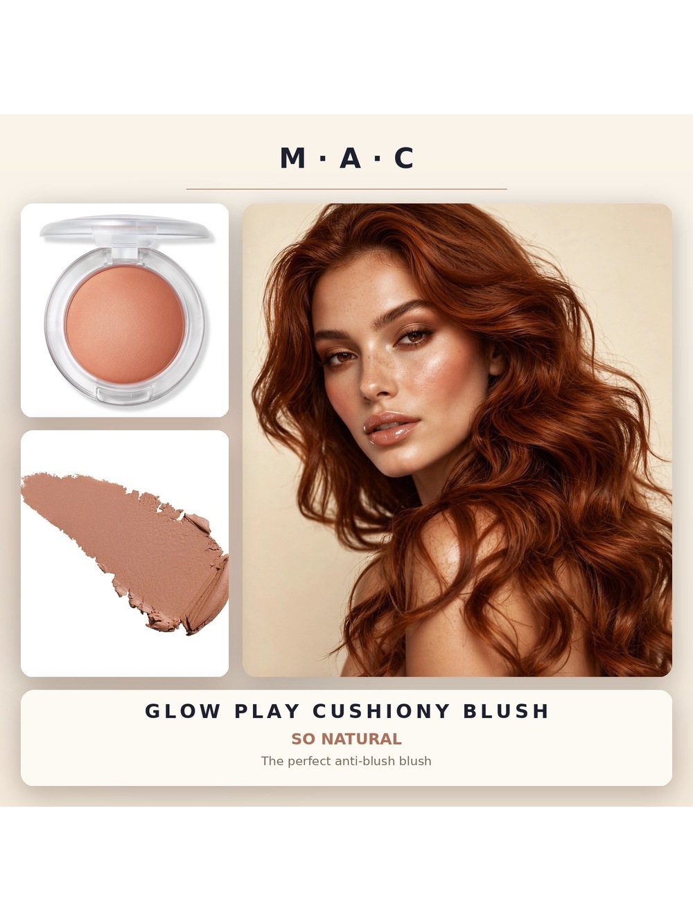 MAC Glow Play Cushiony Blush in So Natural • The Perfect Anti - Blush • New!